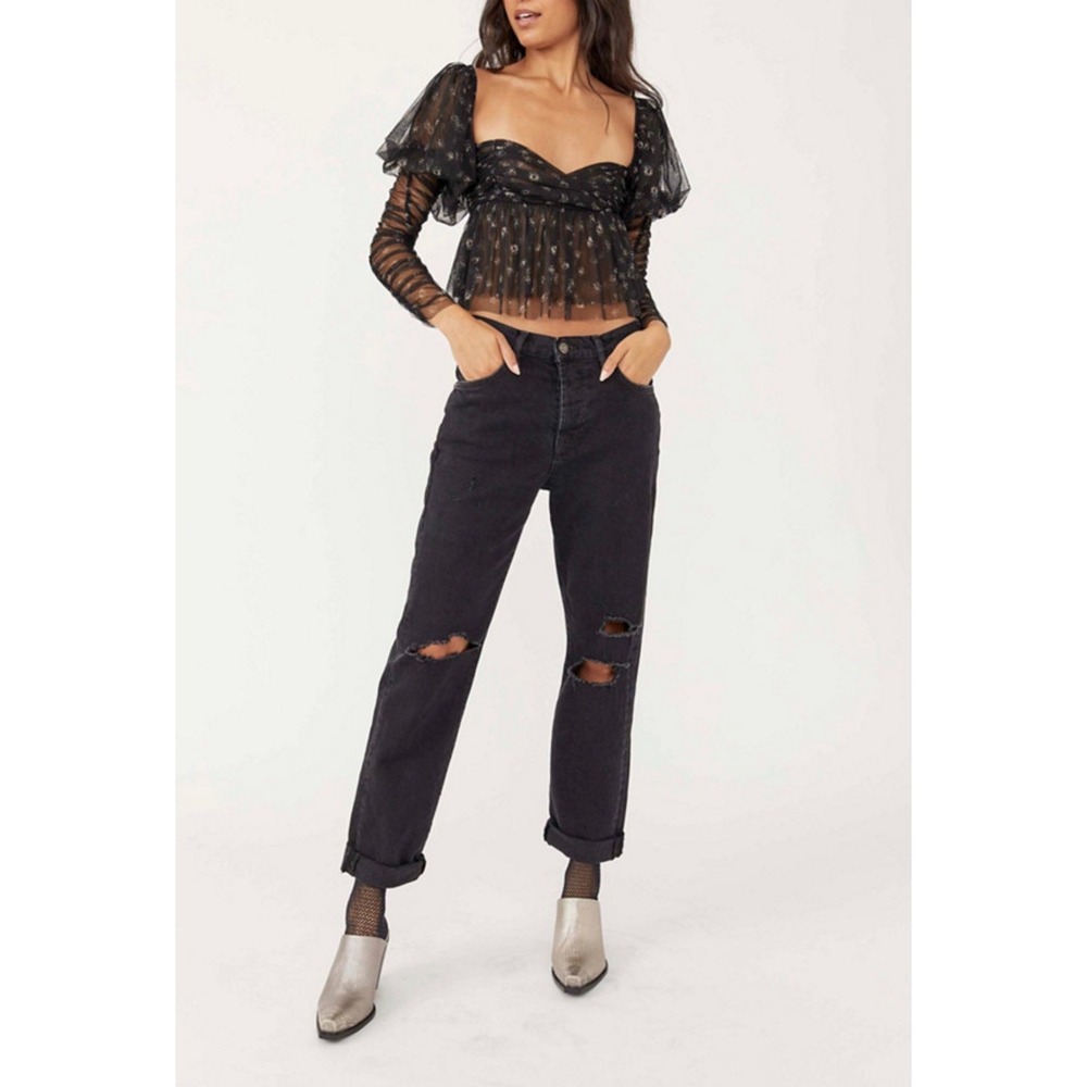 Free People We The Free Bren Boyfriend Jeans Women 29 Black